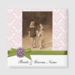 Wedding Photo Magnet Favours Template<br><div class="desc">Wedding Photo Magnet Favours Template of elegant pink - white - and green.  Just add photo and names.  Makes Nice Favour for wedding or shower.</div>