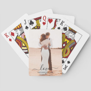 Wedding Photo Memory Love Script Anniversary Playing Cards