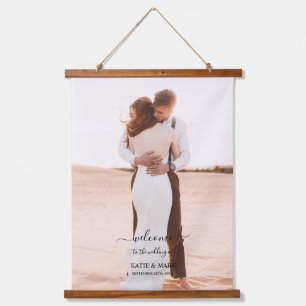 Wedding Photo Memory Love Script Wedding  Hanging Tapestry