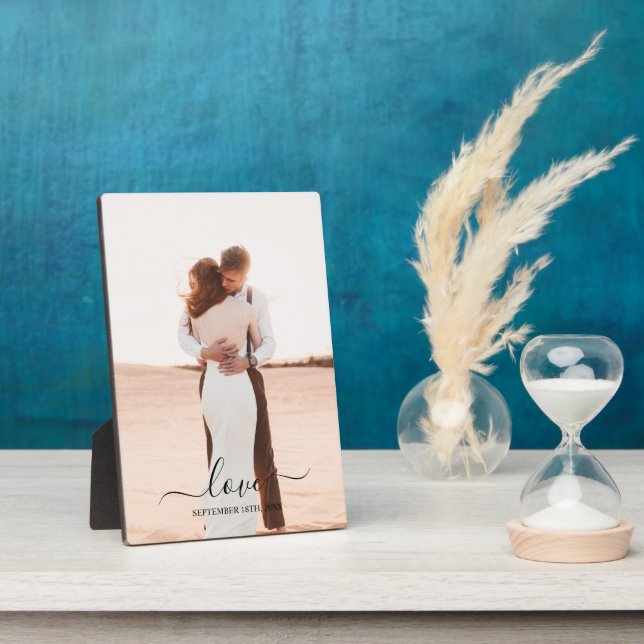 Wedding Photo Memory Love Script Wedding Plaque (Side)