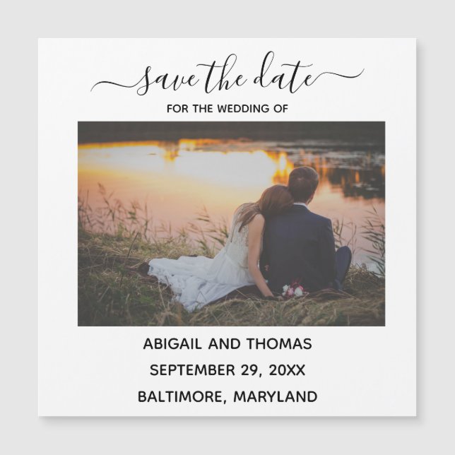 Wedding Photo Modern Calligraphy Save the Date (Front)