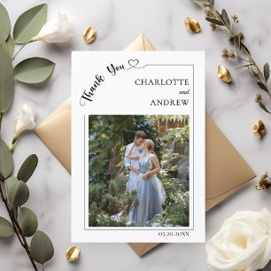 Wedding photo modern simple thank you card
