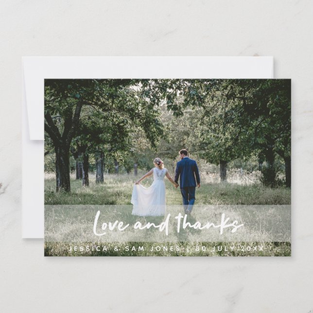 Wedding Photo | Modern Stylish Guests Love Thanks Thank You Card (Front)