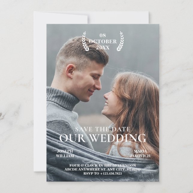 Wedding photo movie poster Modern minimalist  Save The Date (Front)