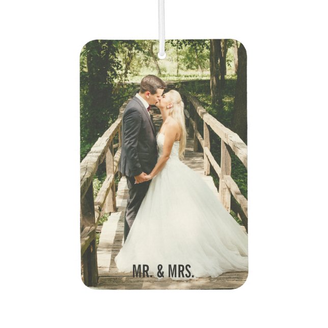 Wedding Photo Mr. and Mrs. Car Air Freshener (Front)