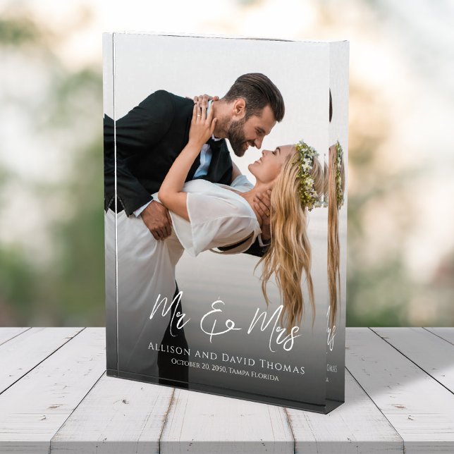 Wedding Photo Mr. and Mrs. Personalised Block (Mr. and Mrs. Custom Wedding Photo block.)