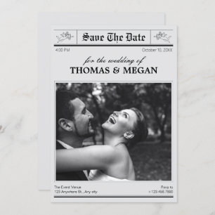 Wedding photo newspaper save the date