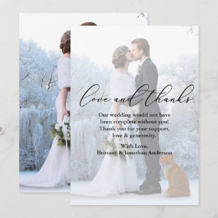 Wedding Photo Overlay Calligraphy Love Thanks Card