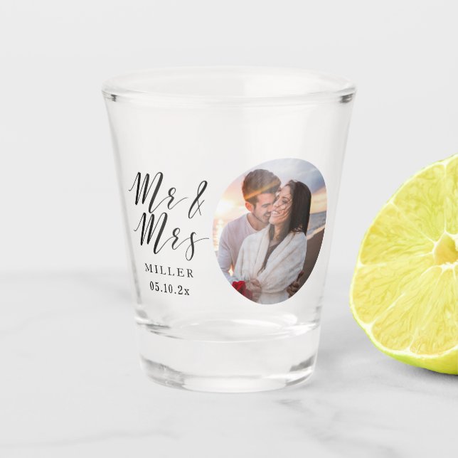 Wedding Photo Personalised Shot Glass Favour (Front)