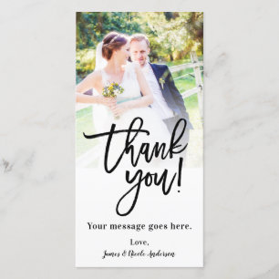 Wedding Photo Picture Thank You Classy Modern Card