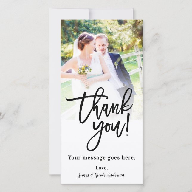 Wedding Photo Picture Thank You Classy Modern Card (Front)