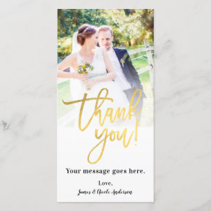 Wedding Photo Picture Thank You Faux Gold Foil Card