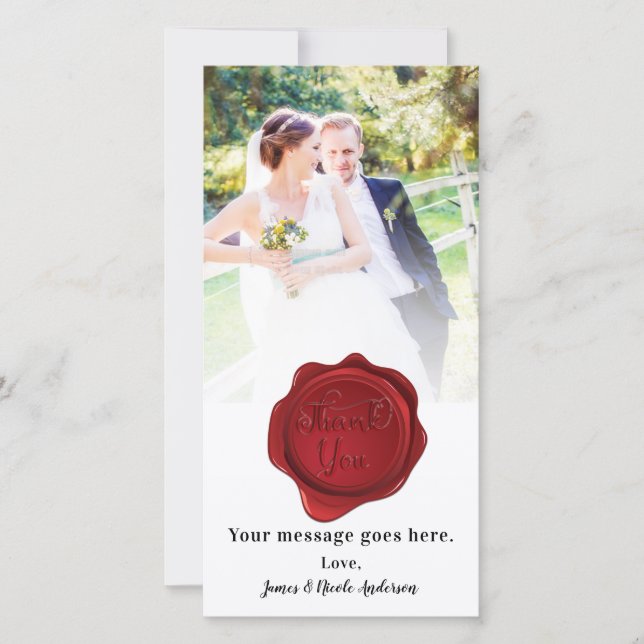 Wedding Photo Picture Thank You Red Wax Seal (Front)