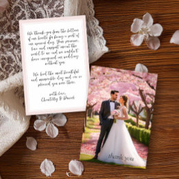 Wedding Photo Pink and White Thank You Card