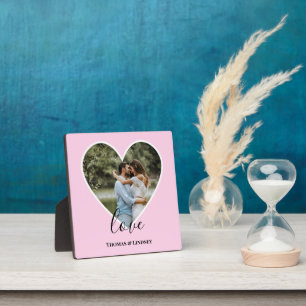 Wedding Photo Pink Heart Frame Modern Calligraphy