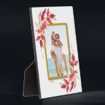 Wedding Photo Plaque<br><div class="desc">Tabletop plaque with a built-in easel features your favourite photo accented with beautiful red, pink and gold leaves. CHANGE the date to the current year or you can delete it or add more information. Great as a gift or to display your favourite photo in your own home. Your image colours...</div>