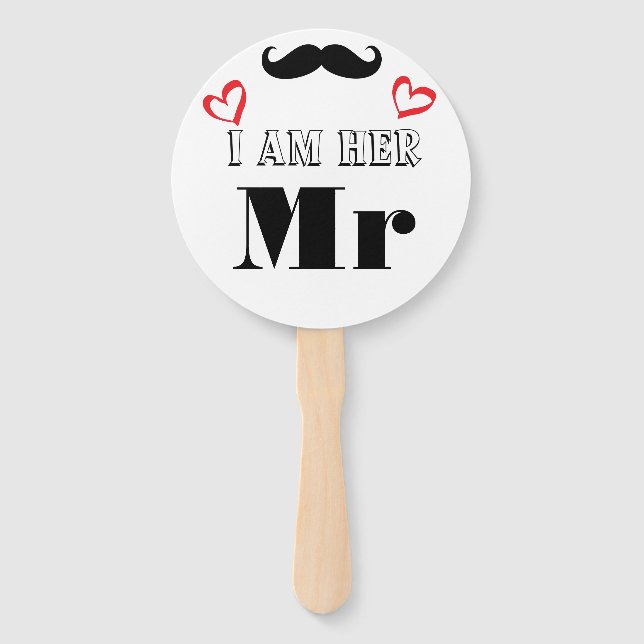 Wedding Photo Prop I am His Mrs I am Her Mr Hand Fan (Front)
