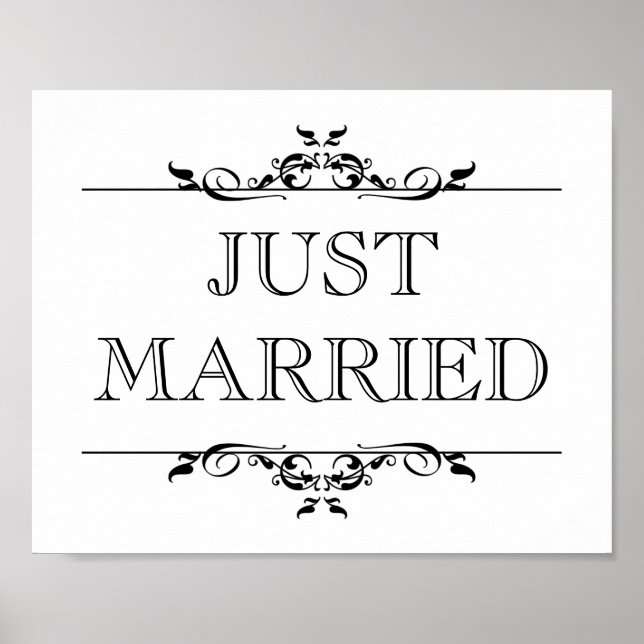 Wedding photo prop sign Just Married open scroll (Front)