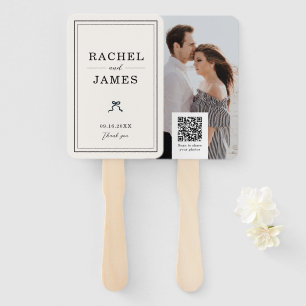 Wedding Photo QR Code Personalised Minimalist Bow Hand Fan