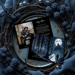 Wedding Photo & QR Haunted Castle Gothic Save The Date