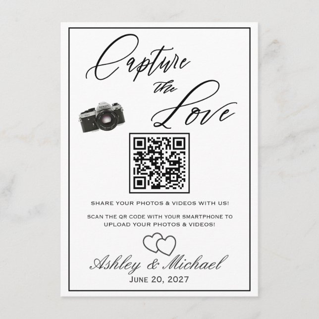 Wedding Photo QR Sign Enclosure Card (Front)