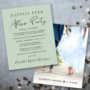 Wedding Photo Sage Happily Ever After Party Invite