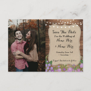 Wedding Photo Save The Date Burlap Wood Engagement Invitation