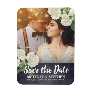 Wedding Photo Save The Date Hydrangea String Light Magnet
