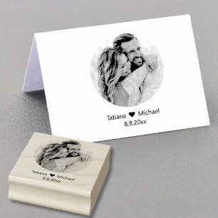wedding photo save the date rubber stamp