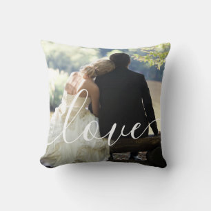 Wedding Photo Script Love Monogram  Cushion