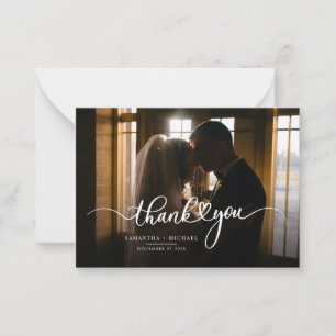 Wedding Photo Script Modern Thank You Card