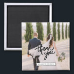 Wedding Photo Script Thank You Favour Magnet<br><div class="desc">Thank you favour magnets for your wedding guests with your photo and names. Visit our store to see all of our wedding favour products.</div>