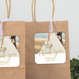 Wedding Photo Script Thank you Favour  Square Sticker