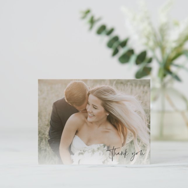 Wedding Photo Script Thank You Postcards (Standing Front)