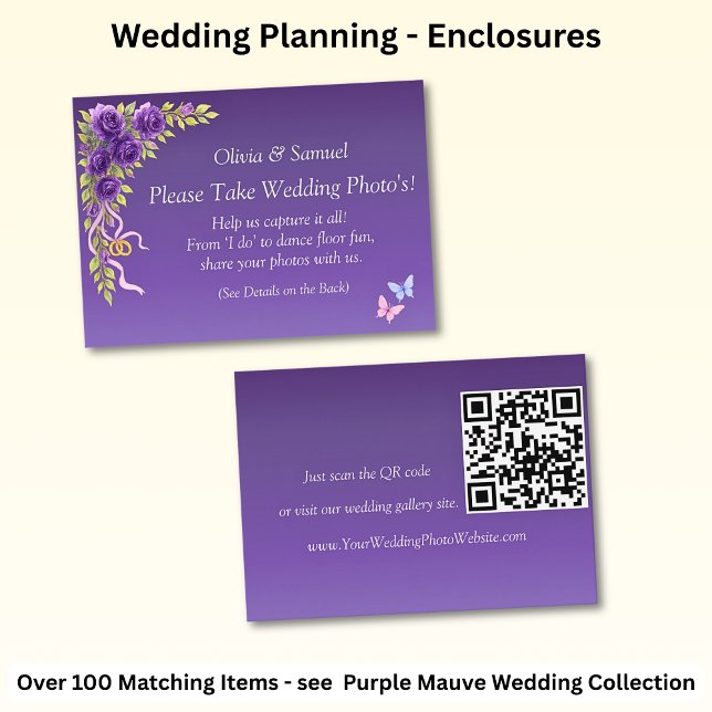 Wedding Photo Share - Purple Mauve Flowers & White Enclosure Card (Creator Uploaded)