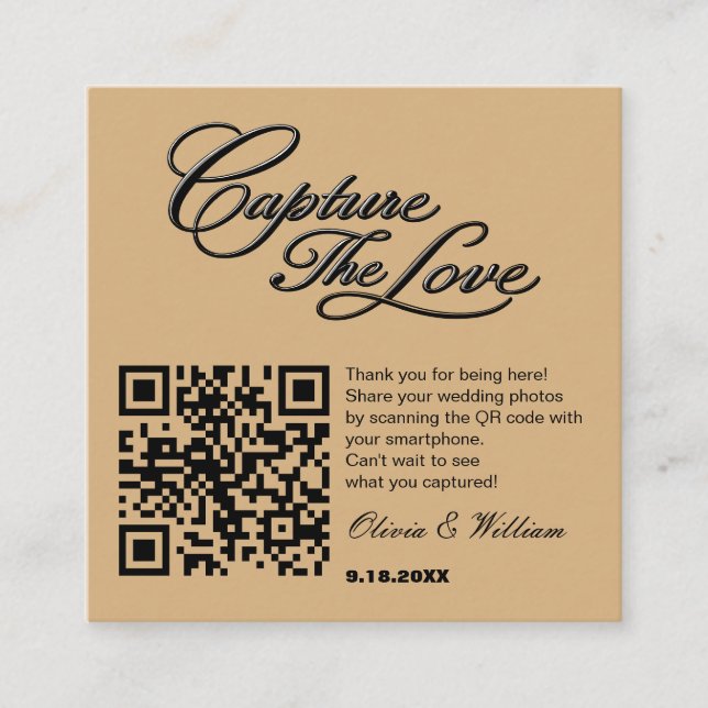 Wedding Photo Sharing QR Code Guest Upload  Enclosure Card (Front)