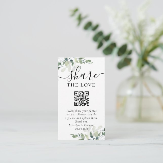 Wedding Photo Sharing Request QR Code Enclosure Card (Standing Front)