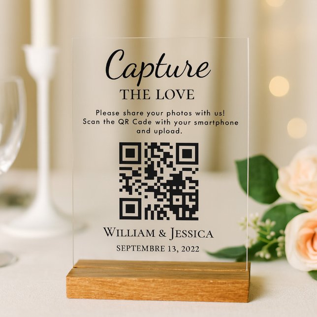Wedding Photo Sharing With QR Code Acrylic Sign (Creator Uploaded)