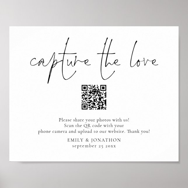Wedding Photo Sign QR Code Capture the Love (Front)