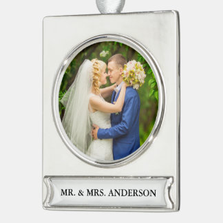 Wedding Photo Silver Plated Banner Ornament