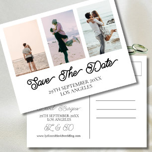 Wedding Photo Simple White Save The Date  Holiday Postcard