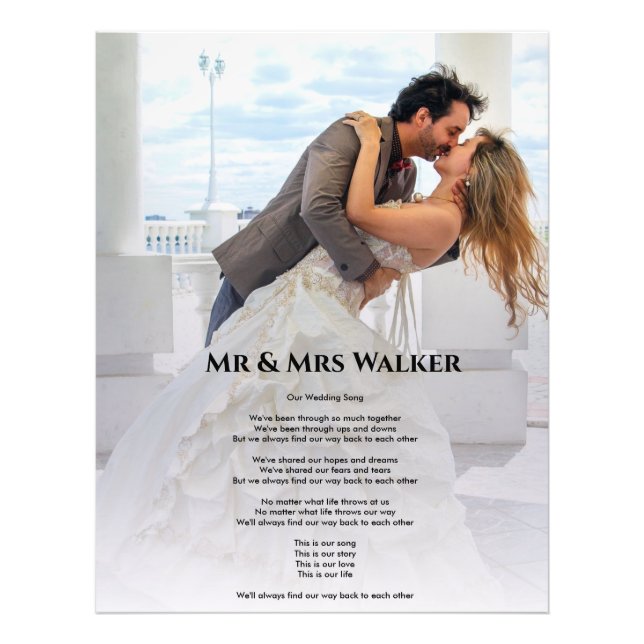 Wedding photo Song lyrics  Print (Front)