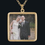 wedding photo Square Necklace, Gold Plated Gold Plated Necklace<br><div class="desc">Personalised Photo Silver Plated Necklace
Personalised photo plated necklace,  put your own custom personalised pictures. Easily upload your images and create your own. Sample photos used are for illustration purposes only.</div>