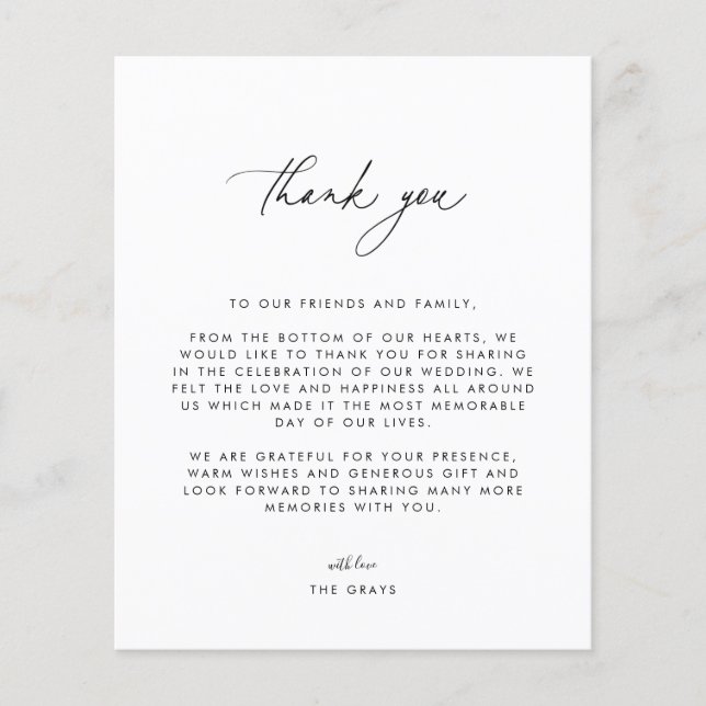 Wedding Photo Thank You Card (Front)