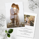 Wedding Photo Thank You Card<br><div class="desc">Your photo,  names and details on the front in chic lettering with your thank you note on the back with another photo. Choose High-Definition printing option for better photo quality and Matte for heavier paper. MORE designs available in our collection.</div>