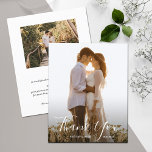 Wedding Photo Thank You Card Flyer<br><div class="desc">Small 4.5" x 5.6" affordable thin paper features your photo, the words Thank You and your names in chic lettering with your thank you note on the back. 80 lb paper and your choice of 3 sizes. **NO ENVELOPES INCLUDED. Be sure to double-check your order before adding it to your...</div>
