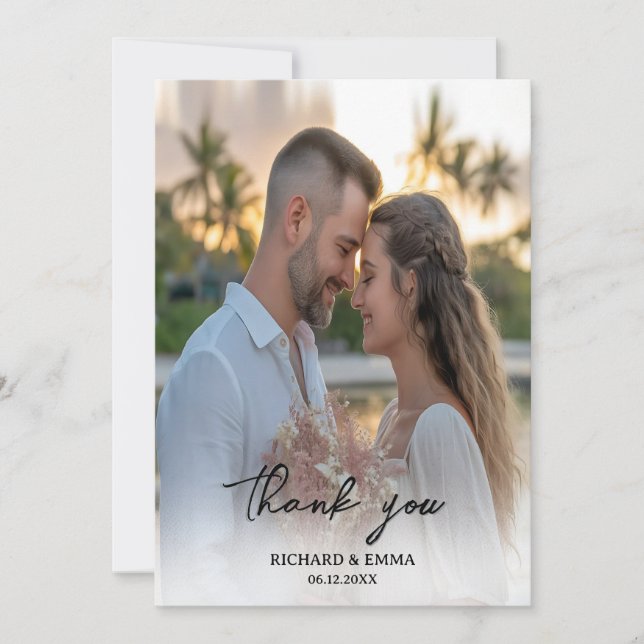 Wedding Photo Thank You Card | Simple Script Style (Front)