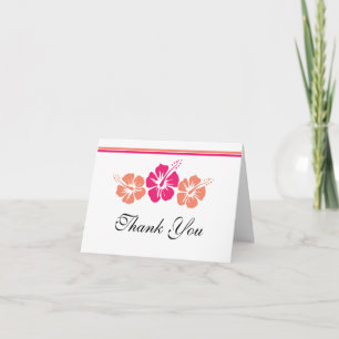 Wedding Photo Thank You Card with Hibiscus Flowers