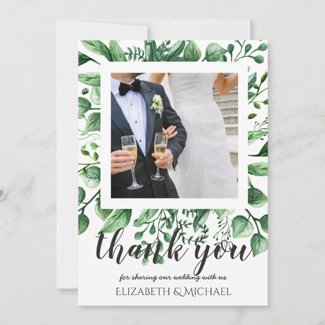 Wedding Photo Thank You Card with Text Both Sides (Front)