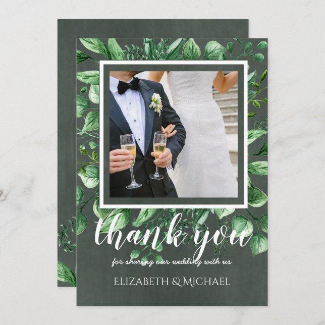 Wedding Photo Thank You Card with Text Both Sides (Front/Back)